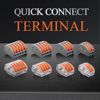 

Mini Fast Wire Cable Connectors Universal Compact Conductor Spring Wiring Connector Push-in Terminal Block PCT-212/213/214/215