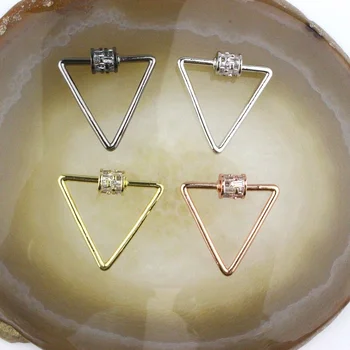 

25mm 10pcs/lot Good quality colorful triangle shape cz clasp,plated cubic zircon charm,closure bracelet/necklace component