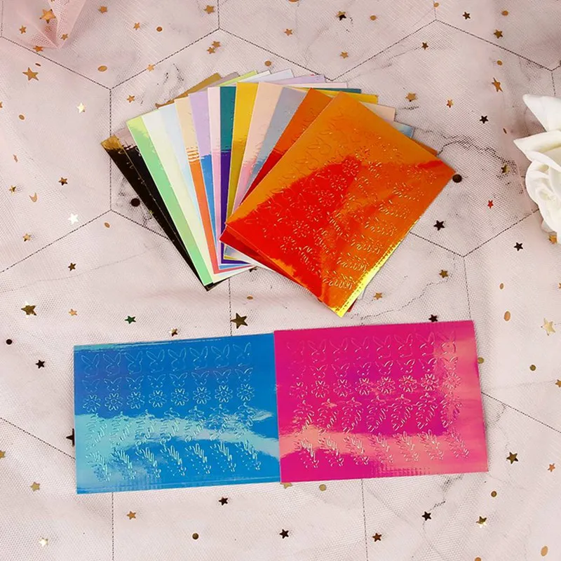 16Sheet/Pack DIY Nail Art Flame Nail Stickers Thin Laser Fire Nail Sticker Decals Manicure 3D Nail Art Decorations