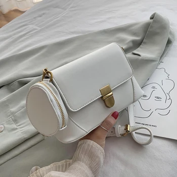 

Fashion 2 Sets Solid Color PU Leather Crossbody Bags For Women 2020 Small Simple Shoulder Bags Handbags Travel Cross Body Bag