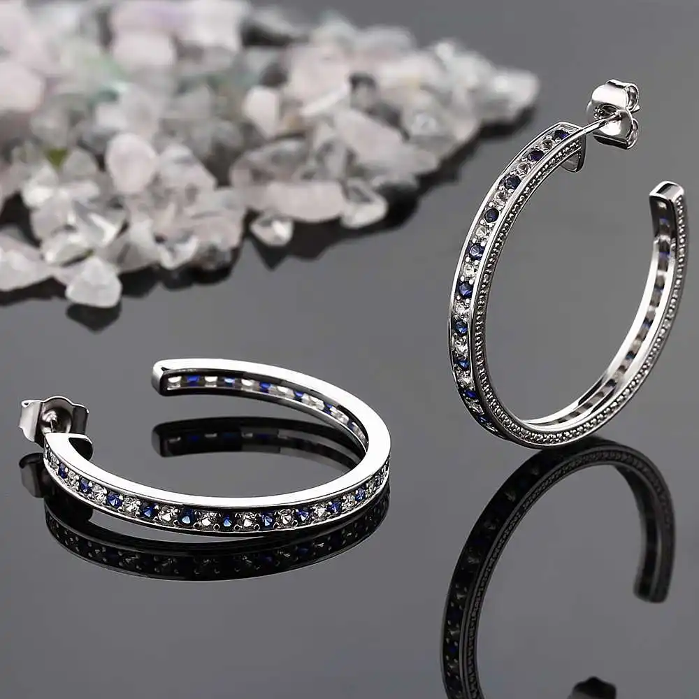 Серьги кольца GemStoneKing классические женские серьги из стерлингового серебра 925