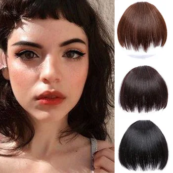 

LUPU Short Fake Hair Bangs Clip In Hair Extensions Heat Resistant Synthetic Blunt Bangs Hairpieces For Women Headwear