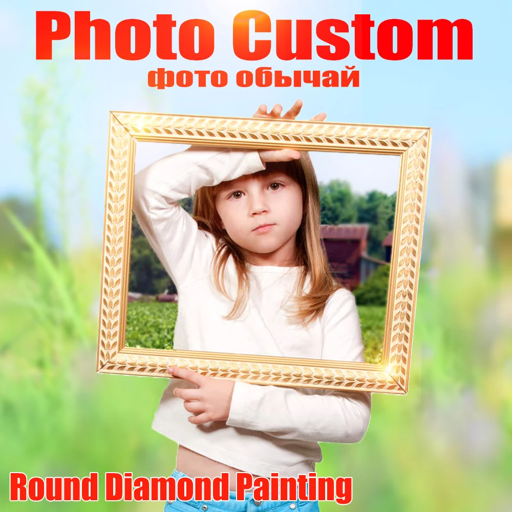 Diamond Painting Mosaic-Kits Cross-Stitch Crystal Photo Custom Round Huacan Full Birthday-Gift
