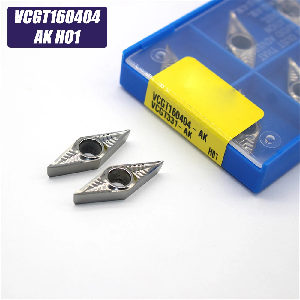 

10PCS VCGT160404 AK H01 VCGT 160404 Aluminum cutter blade Insert Cutting Tool turning tool CNC Tools AL +TIN Alloy wood