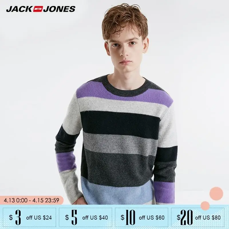 

JackJones winter mens wool stripe round neck sweater | 219125503