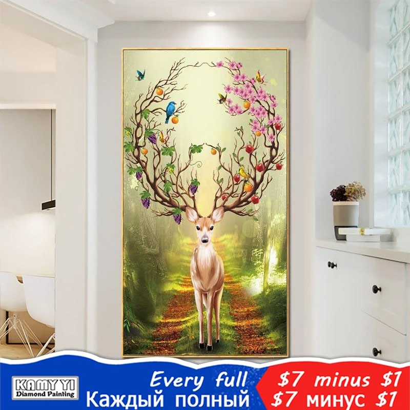 

KAMY YI Full Square/Round Drill 5D DIY Diamond Painting "Deer" Embroidery Cross Stitch Mosaic Home Decor Gift HYY