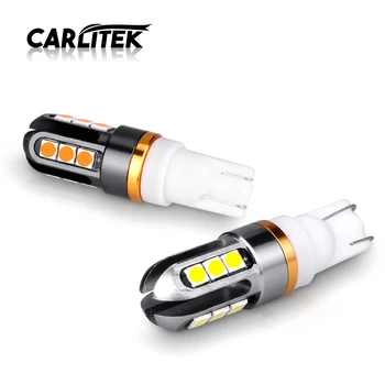 

Carlitek 2pcs 12 SMD 3030 LED T10 194 501 158 W5W 168 12V 24V Interior LED Car Clearance Lights Reading lamp Auto Yellow White