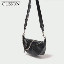 OUSSON сумки через плечо, нагрудный поясной пакет для женщин, уличный стиль, черный маленький кошелек, чехол для ключей, кожаная Роскошная дамская сумочка
