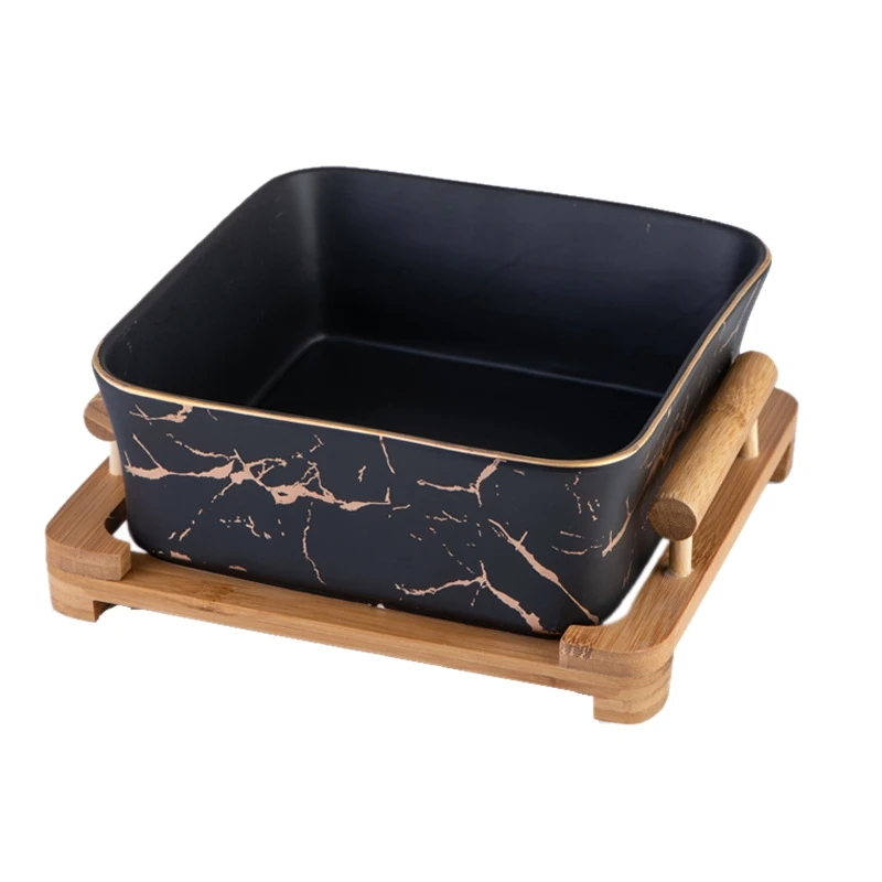 

Northern European Marble Pattern Ceramics Square Fruit Salad Bowl Home Decoration Tableware Fruit Plate/Snack