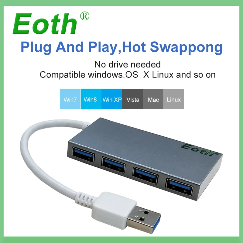 USB 3 0 hub адаптер 5 Гбит/с высокая Скорость 4 Порты и разъёмы s EOTH хорошего качества