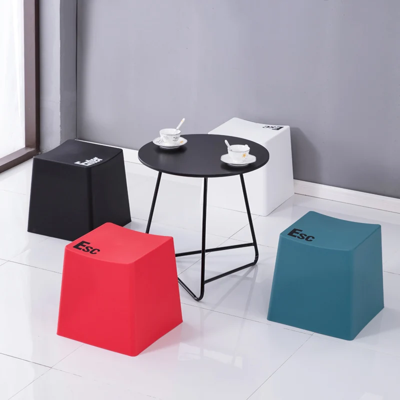  Nordic Creative Plastic Keyboard Stool Dining Chairs for Dining Stool Restaurant Furniture Kitchen  - 4000178479385