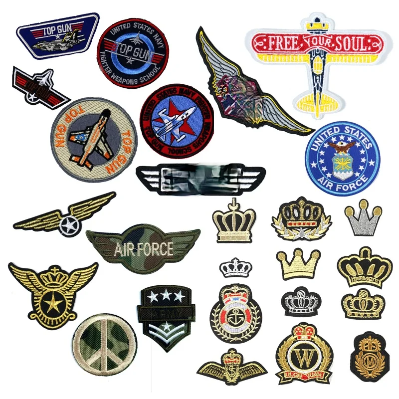 Distintivo Dell'Aeronautica Ricamato Emblema Dell'Esercito Us Aircraft Top Gun Iron On Clothing Cucito Su Patch Sticker Abbigliamento Accessori Patch