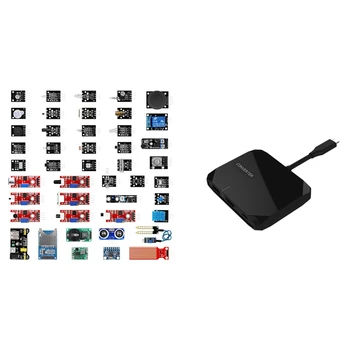 

2 Set Accessories: 1 Set 45 in 1 Sensors Modules Starter Kit & 1 Set 5 in 1 Type-C Hub Adapter