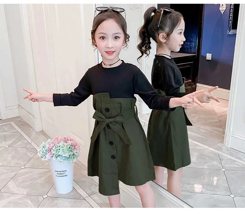 School New Girls Dresses 2019 Teenage Children Patchwork Dress Autumn Spring Girl Dress Baby Princess Dress Toddler Clothes (12)