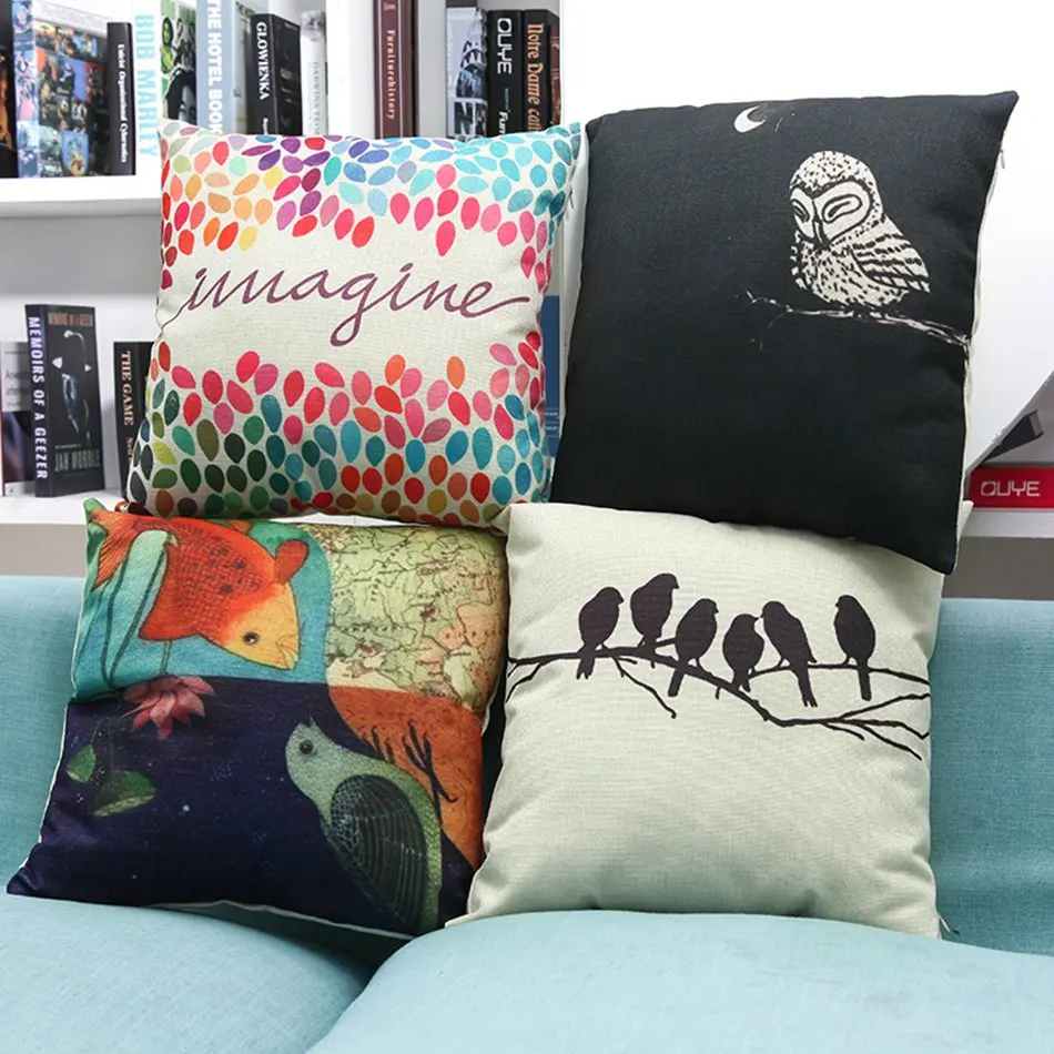 

Simple and brief Pillow cover with Animal butterfly and letter,feather printed pillowcase home hotel Decor pillow case