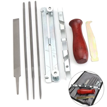 

8pcs Steel Handle Guide Bar File Instructions Practical Set Cleaner Depth Gauge Tool Portable Household Chainsaw Sharpening Kit