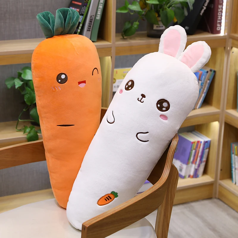 1.1M 긴 직사각형 당근 토끼 플러시 베개 부드러운 침대 임신 핀치 다리 베개 잠자는 남자 친구 베개 선물을 던져