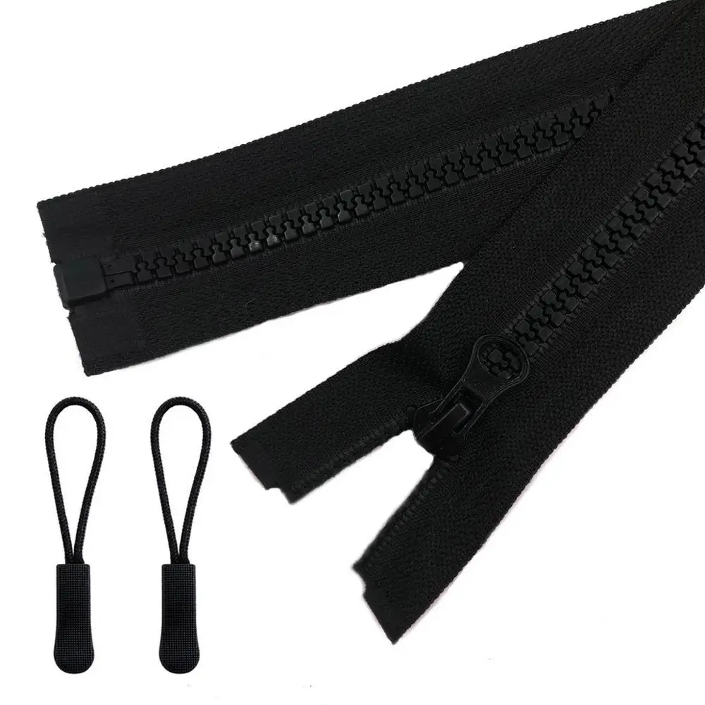 

5# 20 inch Plastic Resin Zipper with Zipper Pulls Separating Jacket Coat Zippers for Sewing Accessories (2pcs/Pack)