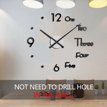 

3D Wall Clock Modern Design In Wall Clocks Adhesive Wall Sticker Clock To Home Decorative Acrylic Mirror Watch 2020 New