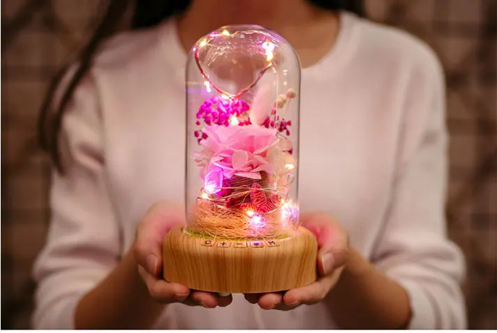 Garrafa de Vidro Lâmpada com Luz da Corda + Recarregável sem Fio Decoração da Sua Romântico Rosa Bluetooth Alto-falante Natal Casa Lâmpada 2 Romântico rosa garrafa de vidro lâmpada com