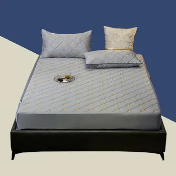 

Solid Color 100% Cotton Waterproof Mattress Protector Embroidery Quilted bee Fitted Sheet for Mattress Thick Soft Pad for Bed
