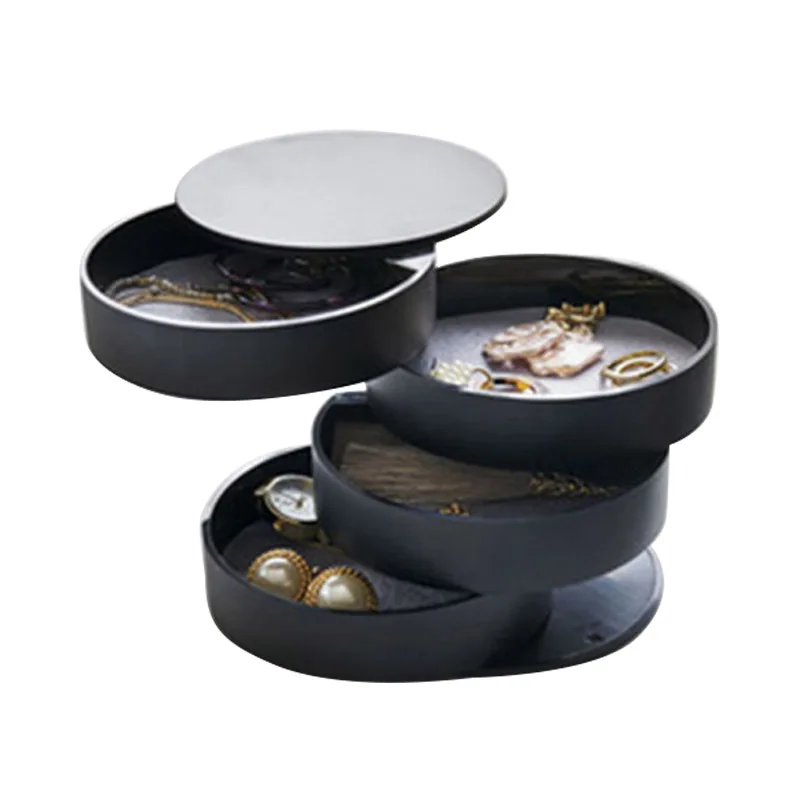 

Fashion Rotating Jewelry Storage Box 4 Layers Cosmetic Organizer Earrings Rings Holder Makeup Organizers Holder