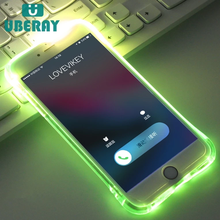 

LED Flash TPU Case For Samsung Galaxy S8 S9 Plus S7 S6 Note5 Note8 A7 2017 Cases Transparent Luminous Back Cover Remind incoming