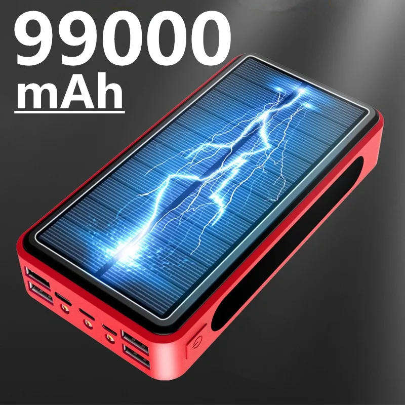 99000mAh Солнечная батарея 4USB портативная мобильная солнечная панель для