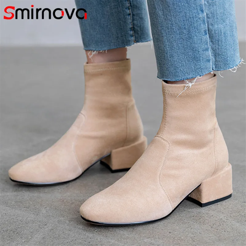 Smirnova/2019 г. Осенние ботильоны простые женские ботинки черного абрикосового