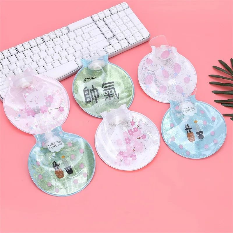 

Autumn and Winter Cartoon Sequin Transparent PVC Hot Water Bag Small Number Mini Cute Girl'S Hot Compress Warm Water Injection H