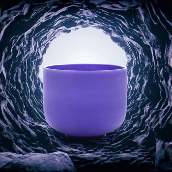 

TOPFUND A# Note Pineal Chakra Violet Colored Frosted Quartz Crystal Singing Bowl 8" ,O ring and Mallet included