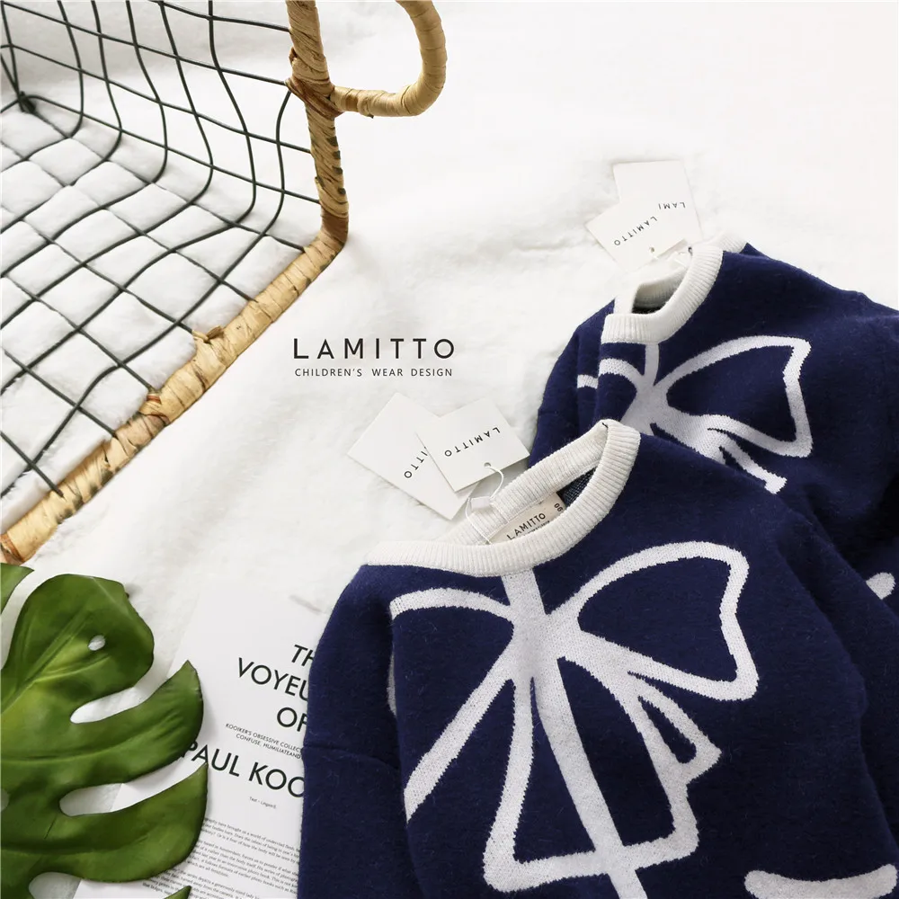 Lamitto2019 осень и зима новые продукты INS горячая распродажа ребенок колледж Стиль Универсальный Чистый хлопок провод вязаный кардиган