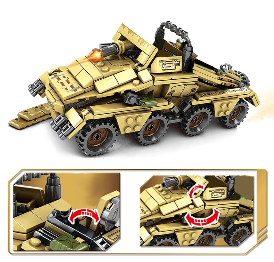Строительные блоки World War 2 военные воины основные боевые танки SD.KFZ.233 конструктор