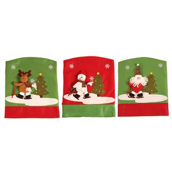 

3-Piece Set of Christmas Decorations Christmas Chair Cover Santa Claus Ski Chair Cover