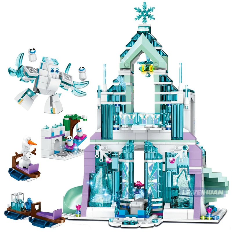 

Girl Toys Friends Elsa Anna Ice Castle Palace Undersea Cinderella Castle Model Set Legoes Building Blocks Bricks Kids Toys Gifts