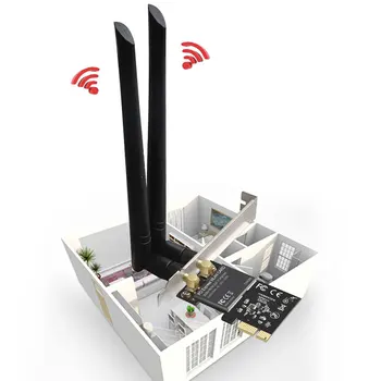 

Wifi-6 1300Mbps WiFi Adapter PCIE Network Card Dual Band 2.4G/5G With Antennas Realtak 8812AE Desktop