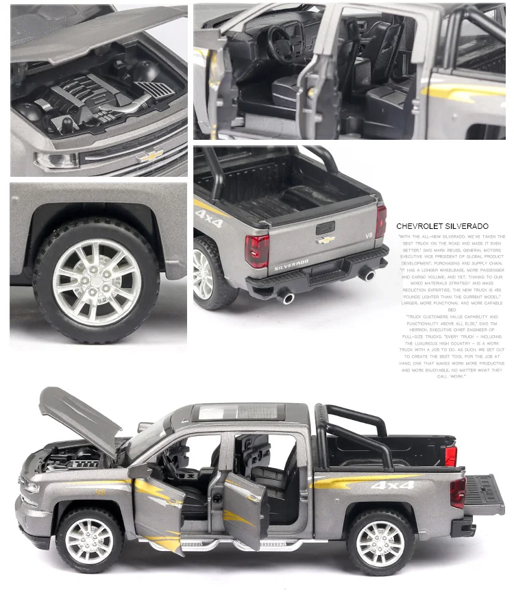 Литая под давлением модель автомобиля Chevrolet Solander грузовик 1:32 моделирование автомобилей из металлического сплава вытяните назад игрушки коллекция подарки для детей