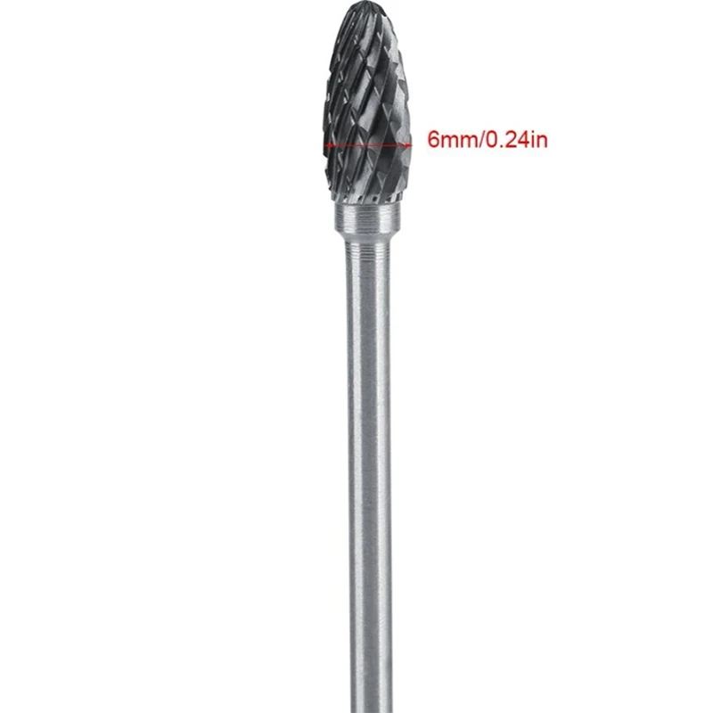 DSHA 10Pcs/Box Rotary Burrs Metalworking Rotary Files Rotary Burr Bit Set 3Mm Shank 6Mm Cutting Head Diameter
