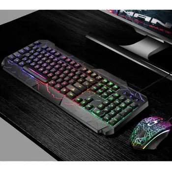 

Wired Gaming Keyboard Mouse Combo Set Colorful LED Backlit Crack Appearance B85A