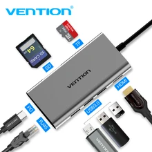 Vention Thunderbolt 3 адаптер док-станции USB C к HDMI USB 3,0 хаб RJ45 PD для MacBook Pro huawei P20/Коврики 10 USB-C концентратора