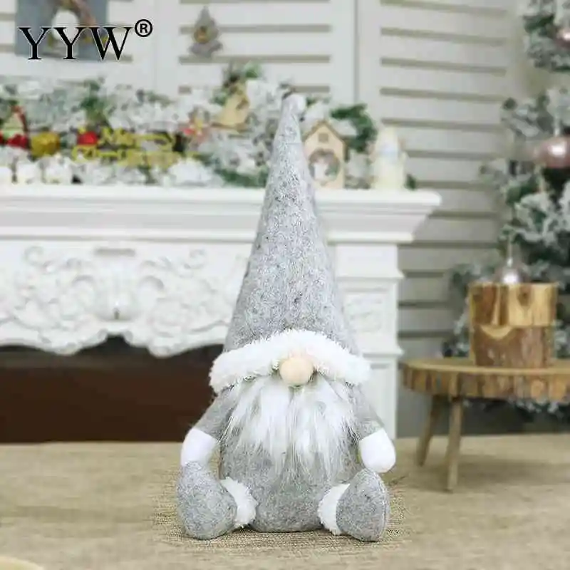 Christmas Santa Swedish Stuffed Toy Cloth Santa Doll Gnome Scandinavian Tomte Nisse Sockerbit Dwarf Elf Home Ornaments Goods - Цвет: gray 1