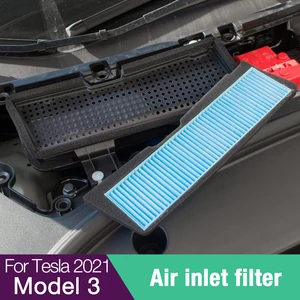Tesla-filtro de aire de admisión de coche modelo 3 2022, cubierta de ventilación de flujo de aire de tela fundida soplada, embellecedor, antibloqueo, prevención de polvo