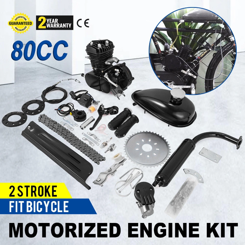 80CC 2 Stroke Motorised Bicycle Motorized Push Bike Petrol Gas Motor Engine Kit