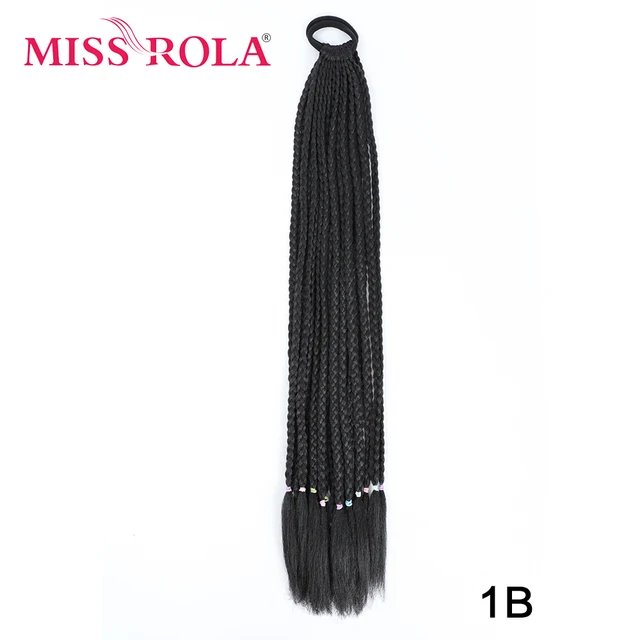 Synthetic Chignon Hair 60cm Hair Color Gradient Dirty Braided Ponytail Women Elastic Hair Rubber Band Hair Accessories Headband 1B
