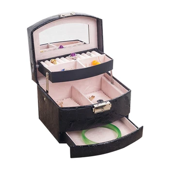 

Jewelry Storage Box 3 Layers Necklace PU Leather Multifunctional Storage Container @LS