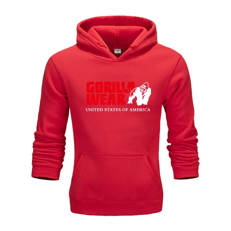 Бренд Gorilla wear, Красочные мужские хип-хоп уличные однотонные флисовые мужские толстовки, Мужская Утепленная одежда, Зимние толстовки, свободная толстовка - Цвет: red