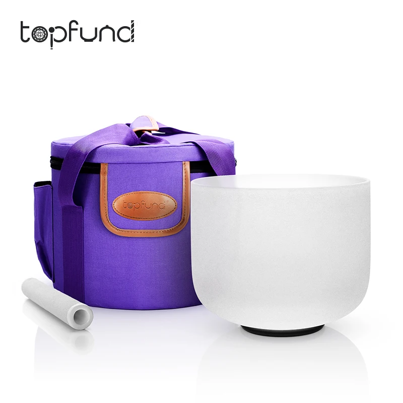 

TOPFUND 432hz/440hz F note Heart Chakra Quartz crystal singing bowl 8 inch and case
