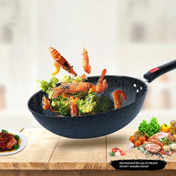 

Non-stick Frying Pan Maifan Stone Wok Iron Pan Pancake Egg Steak Frying Pot Pizza Panckae Pans Cooking Tools Easy to Clean