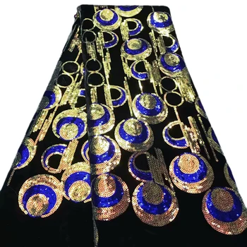 

Velvet lace fabric Latest sequins circles double-colors pattern 2WV1,Nigerian velvet lace fabric for woman party dress