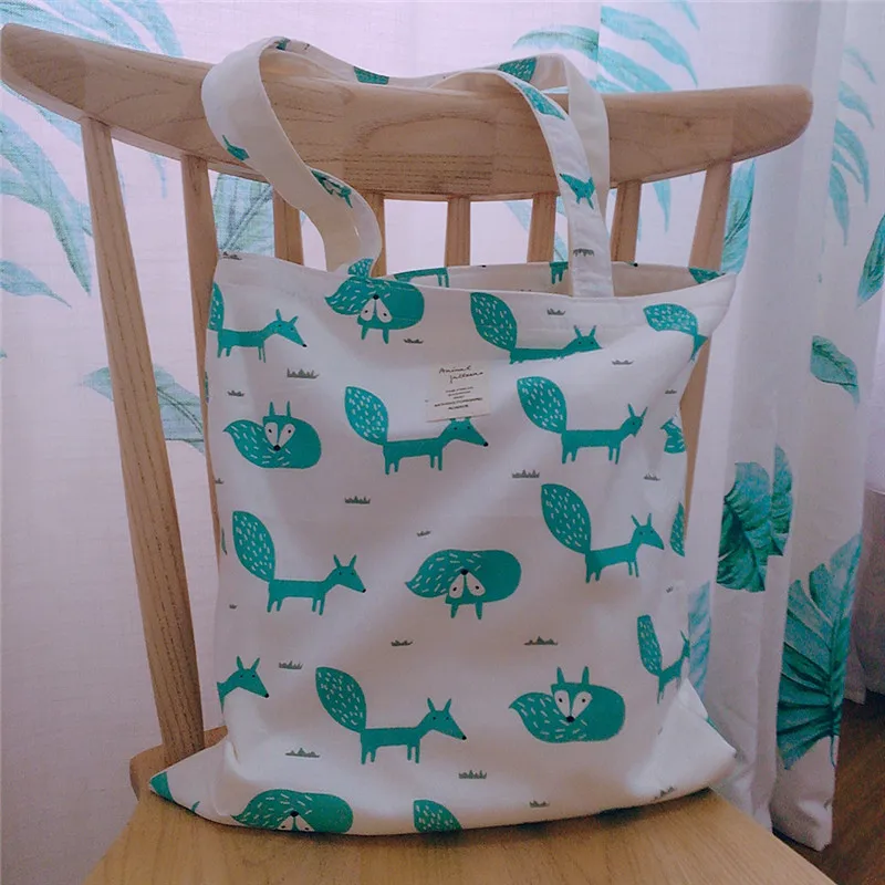 

The Butterfly Cloth Bag INS-Style Small Fox Printed One-Shoulder Cotton Cloth Cotton Linen Environmentally Friendly Korean-style